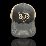 803 Vintage Black Denim Low Profile Trucker