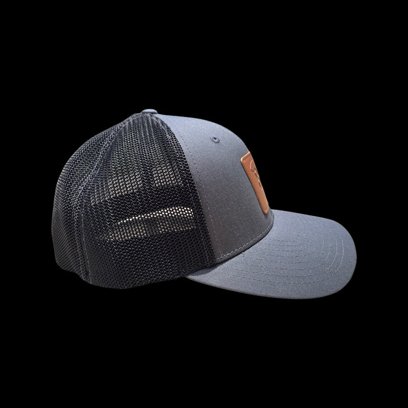 803 Richardson RFlex Fitted Mesh: Charcoal - Black Leather Patch