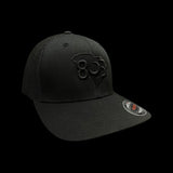 803 Flexfit Fitted Mesh Black - Silver logo