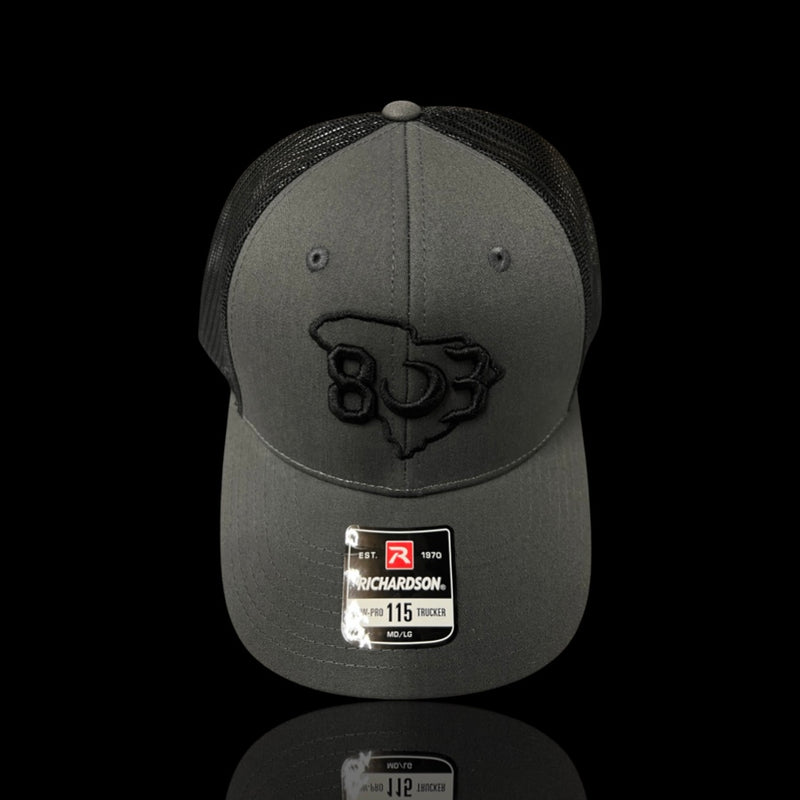 803 Richardson 115 Low Profile Charcoal Black Trucker