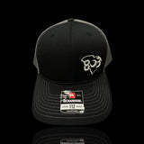 803 Richardson Black- Steel Offset Logo Trucker Hat